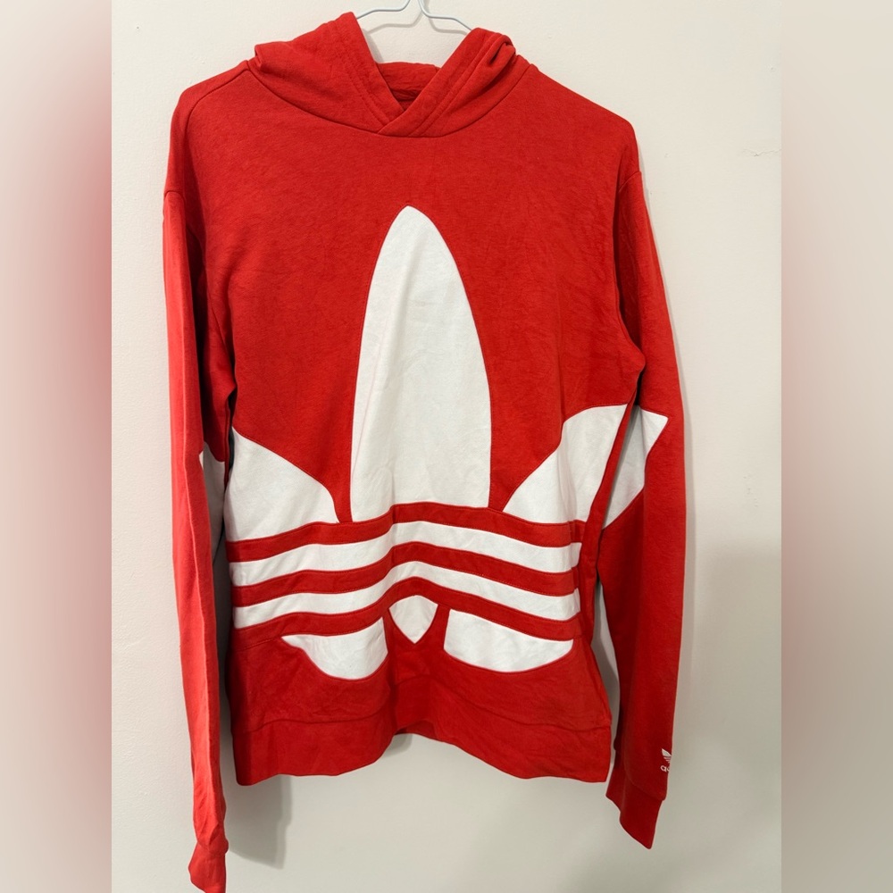 Adidas Bold Red Hoodie with Iconic White Trefoil